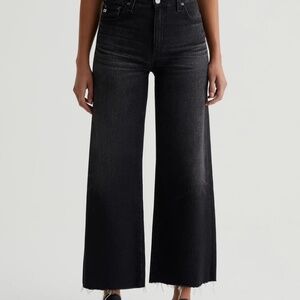 AG Adriano Goldschmied Saige Wide Leg Crop High Rise Cloud Soft Size 24 Black